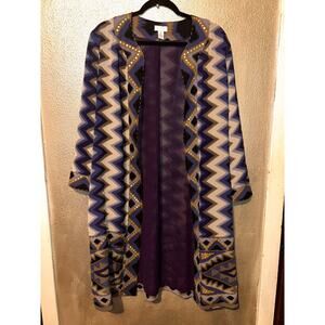 Chico’s Business Office Southwestern Uptown Beaded Sequin Sheer Cover Jacket